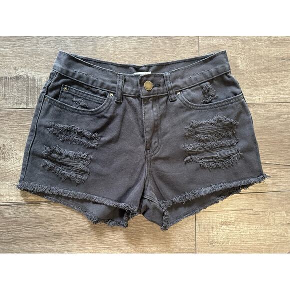 Billabong Black Distressed Cut Off Shorts Size 25 - Picture 1 of 4